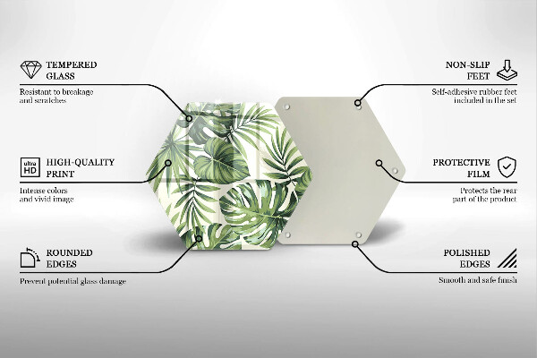 Tabla de cortar de vidrio Ilustración de hojas de monstera