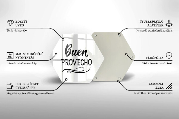 Tabla de cortar de vidrio La inscripción buen provecho