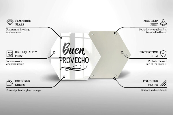 Tabla de cortar de vidrio La inscripción buen provecho