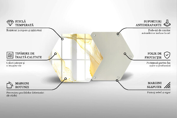 Tabla de cortar de vidrio Abstracción dorada