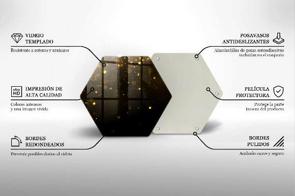 Tabla de cortar de vidrio Brillo dorado