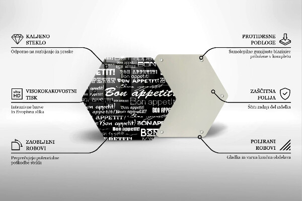 Tabla de cortar de vidrio Subtítulos de cocina bon appetit