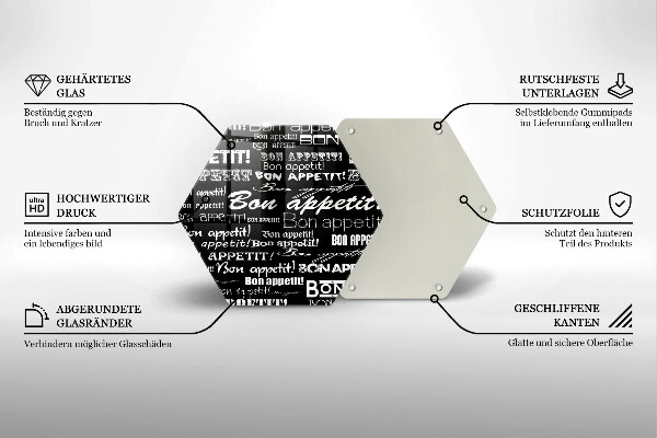 Tabla de cortar de vidrio Subtítulos de cocina bon appetit