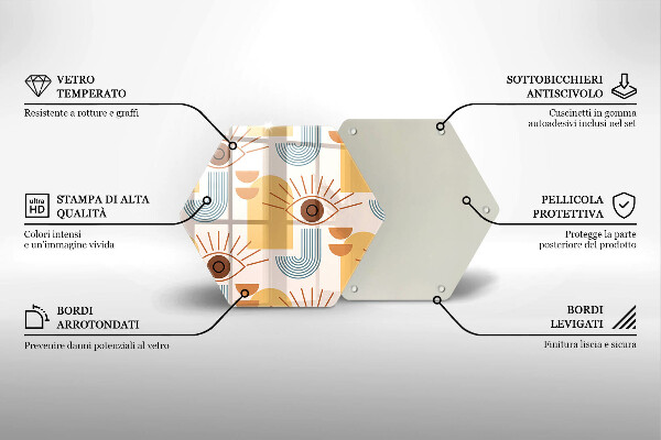 Tabla de cortar de vidrio Patrón de ojos boho