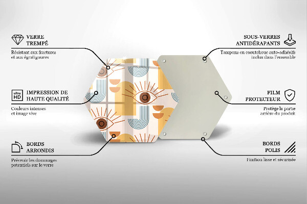 Tabla de cortar de vidrio Patrón de ojos boho