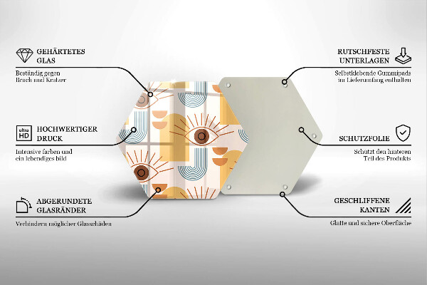 Tabla de cortar de vidrio Patrón de ojos boho