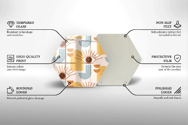 Tabla de cortar de vidrio Patrón de ojos boho