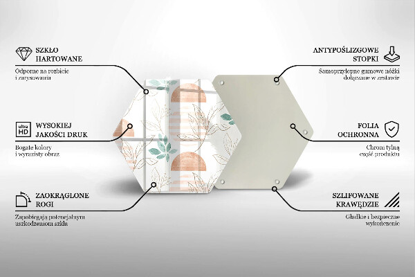 Tabla de cortar de vidrio Patrón de hojas boho