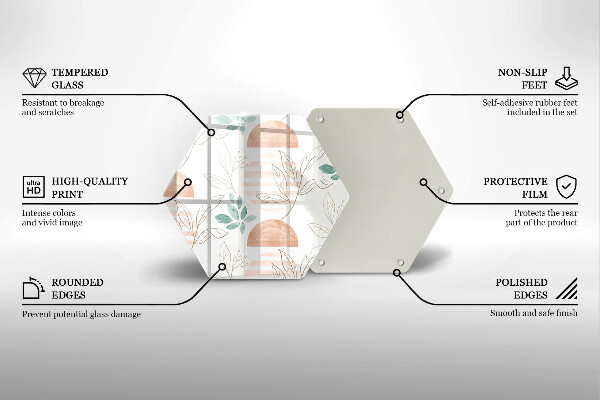 Tabla de cortar de vidrio Patrón de hojas boho