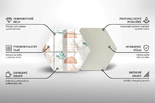 Tabla de cortar de vidrio Patrón de hojas boho