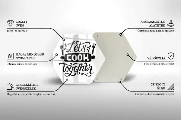 Tabla de cortar de vidrio Let's cook together