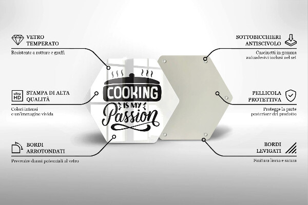 Tabla de cortar de vidrio La cocina es mi pasión