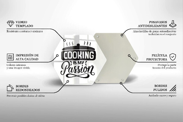 Tabla de cortar de vidrio La cocina es mi pasión