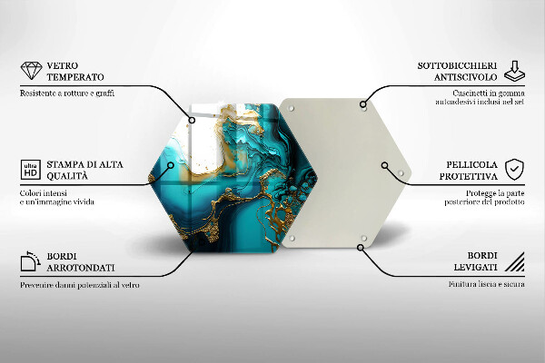 Tabla de cortar de vidrio Abstracción turquesa