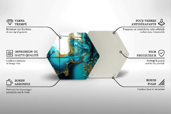 Tabla de cortar de vidrio Abstracción turquesa