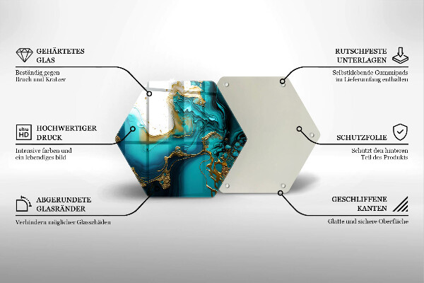 Tabla de cortar de vidrio Abstracción turquesa