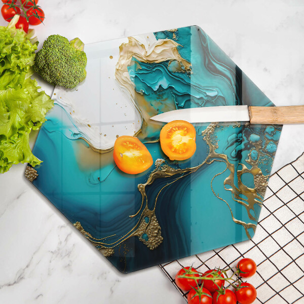 Tabla de cortar de vidrio Abstracción turquesa
