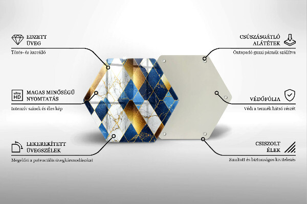 Tabla de cortar de vidrio Rombos de mármol dorado