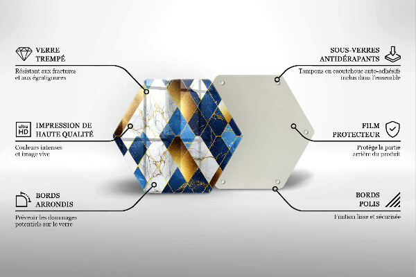 Tabla de cortar de vidrio Rombos de mármol dorado