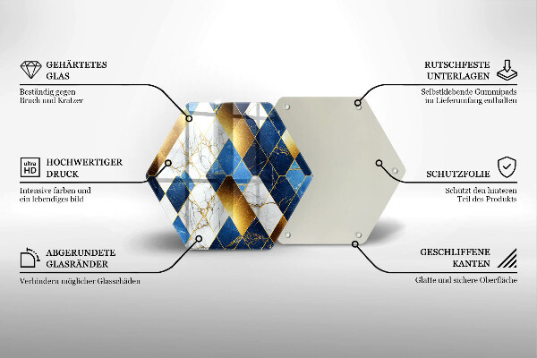 Tabla de cortar de vidrio Rombos de mármol dorado