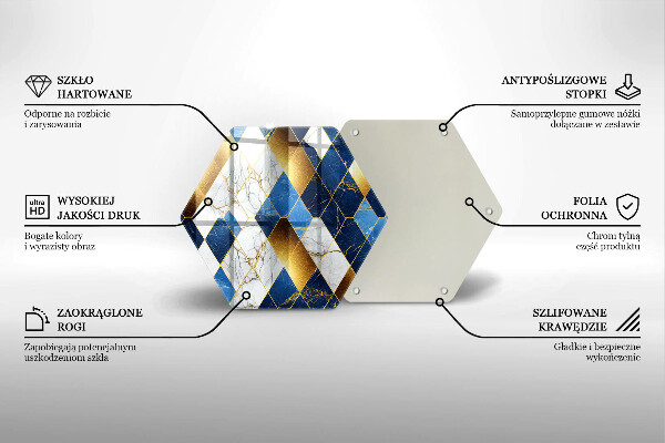 Tabla de cortar de vidrio Rombos de mármol dorado