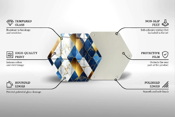 Tabla de cortar de vidrio Rombos de mármol dorado