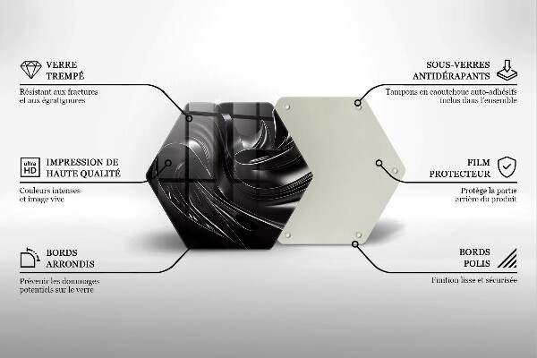 Tabla de cortar de vidrio Masa negra abstracta