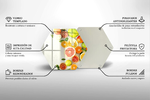 Tabla de cortar de vidrio Frutas cítricas