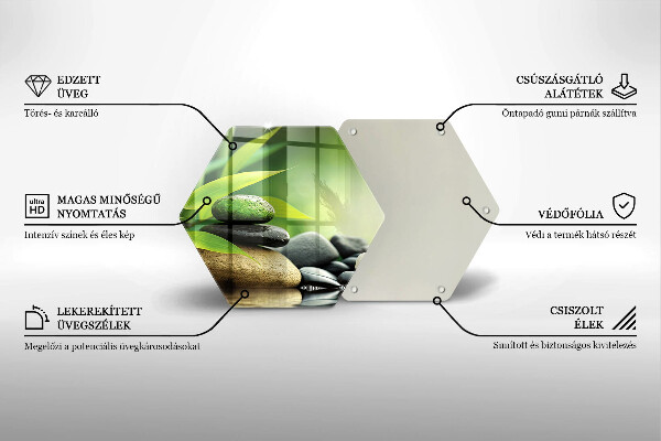 Tabla de cortar de vidrio Piedras de bambú zen