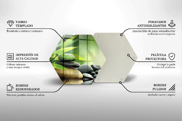 Tabla de cortar de vidrio Piedras de bambú zen