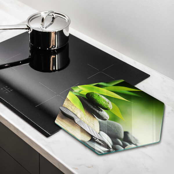 Tabla de cortar de vidrio Piedras de bambú zen