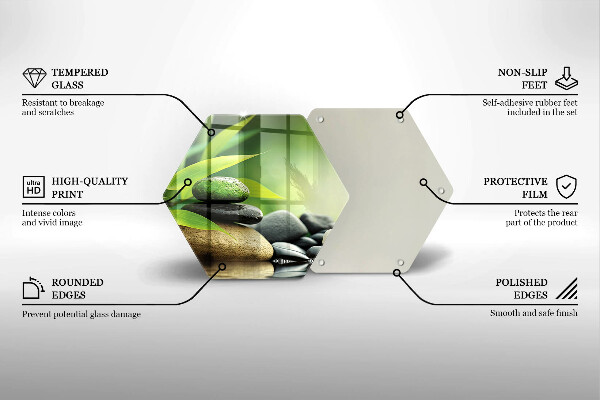 Tabla de cortar de vidrio Piedras de bambú zen