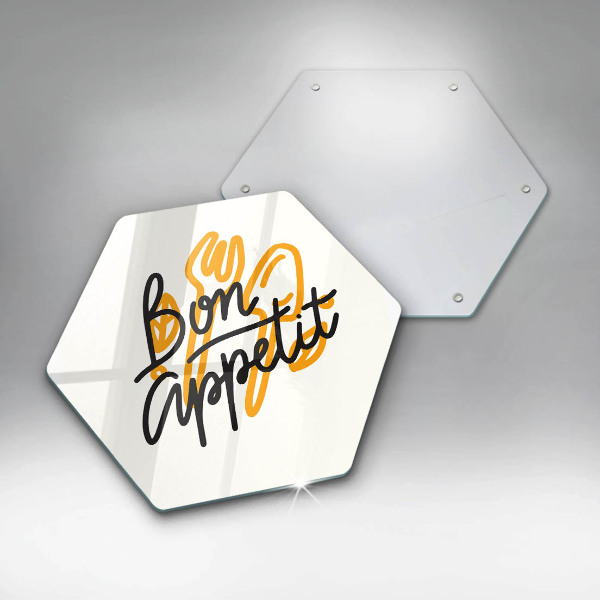 Tabla de cortar de vidrio Inscripción de bon appetit