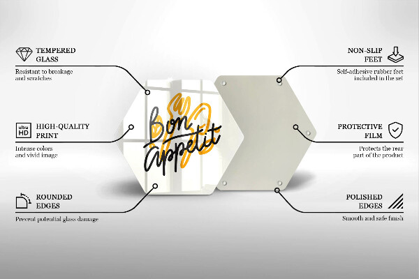 Tabla de cortar de vidrio Inscripción de bon appetit