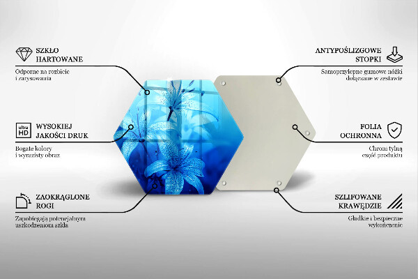 Tabla de cortar de vidrio Flores azules
