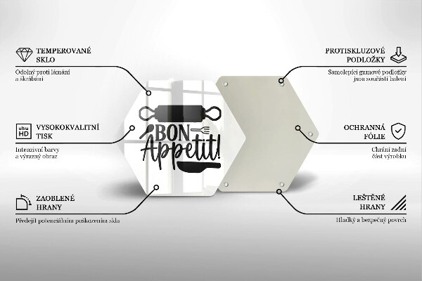 Tabla de cortar de vidrio Inscripción de bon appetit