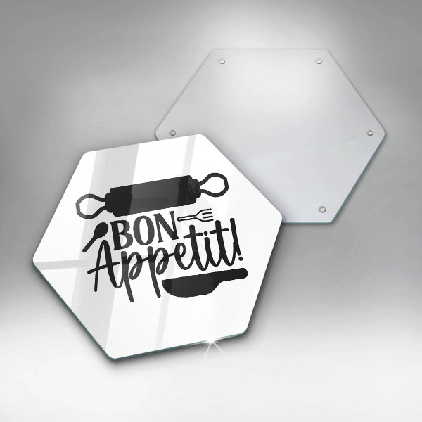 Tabla de cortar de vidrio Inscripción de bon appetit