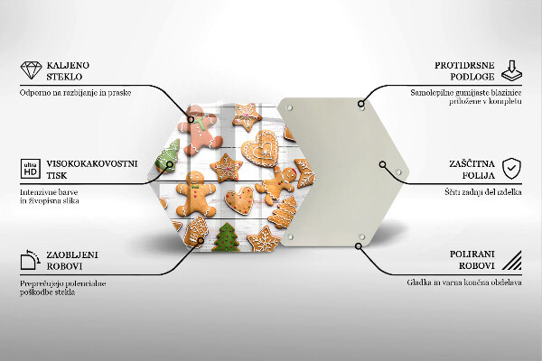 Tabla de cortar de vidrio Pan de jengibre navideño