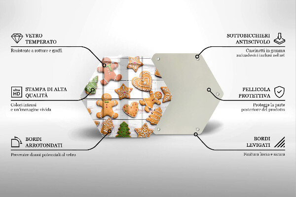Tabla de cortar de vidrio Pan de jengibre navideño
