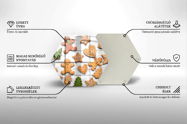 Tabla de cortar de vidrio Pan de jengibre navideño