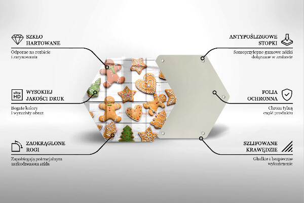 Tabla de cortar de vidrio Pan de jengibre navideño