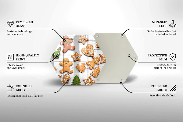 Tabla de cortar de vidrio Pan de jengibre navideño