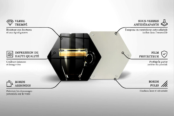 Tabla de cortar de vidrio Un vaso de café negro