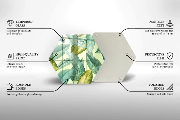 Tabla de cortar de vidrio Hojas tropicales verdes