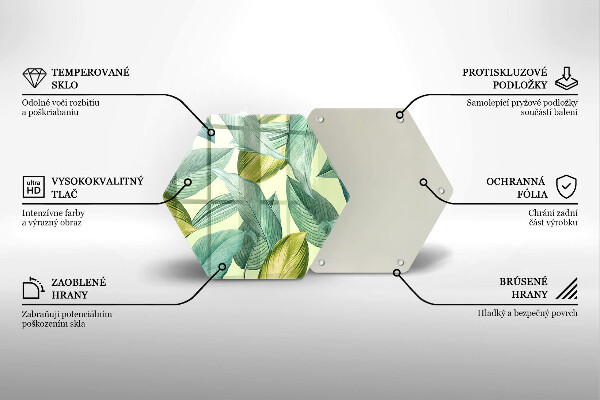 Tabla de cortar de vidrio Hojas tropicales verdes