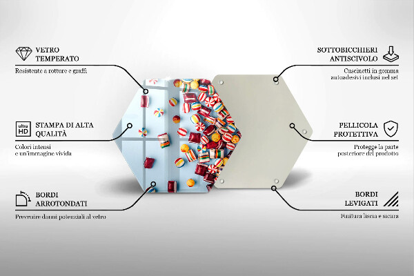 Tabla de cortar de vidrio Caramelos de colores