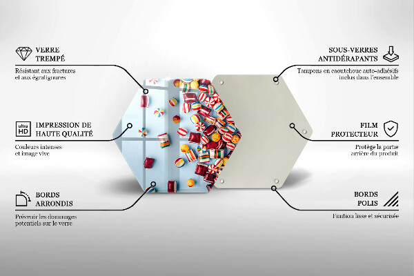 Tabla de cortar de vidrio Caramelos de colores