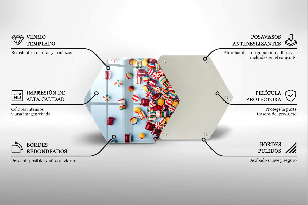 Tabla de cortar de vidrio Caramelos de colores