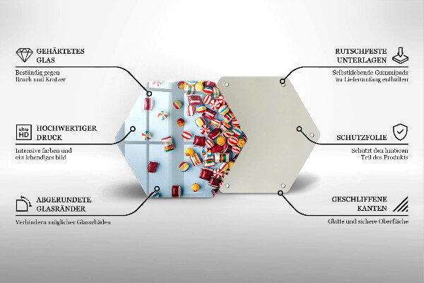 Tabla de cortar de vidrio Caramelos de colores