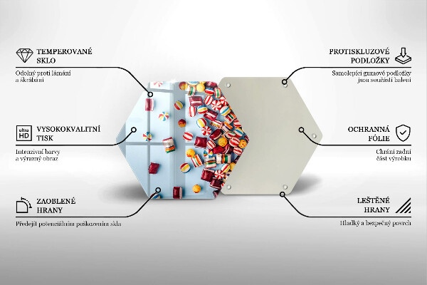 Tabla de cortar de vidrio Caramelos de colores